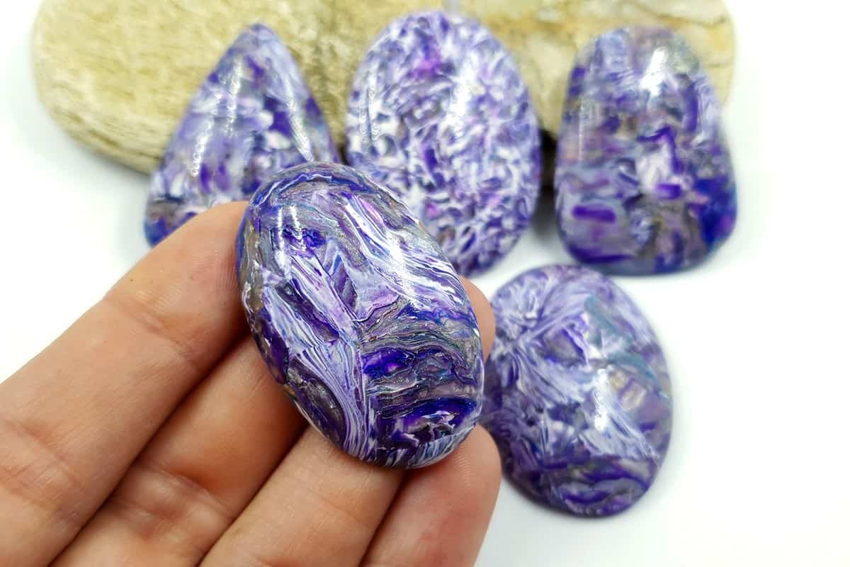 5 cabochons faux charoite stone Cabochons SweetyBijou Cabochons
