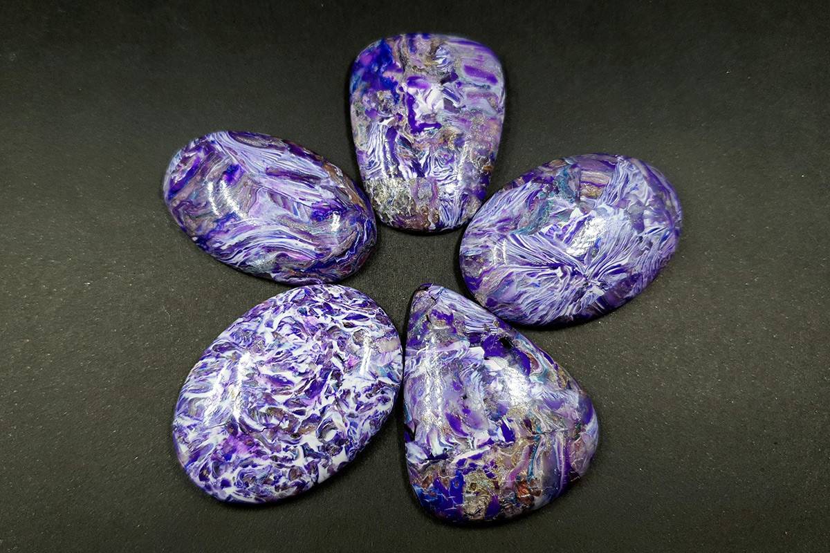 5 cabochons faux charoite stone Cabochons SweetyBijou Cabochons