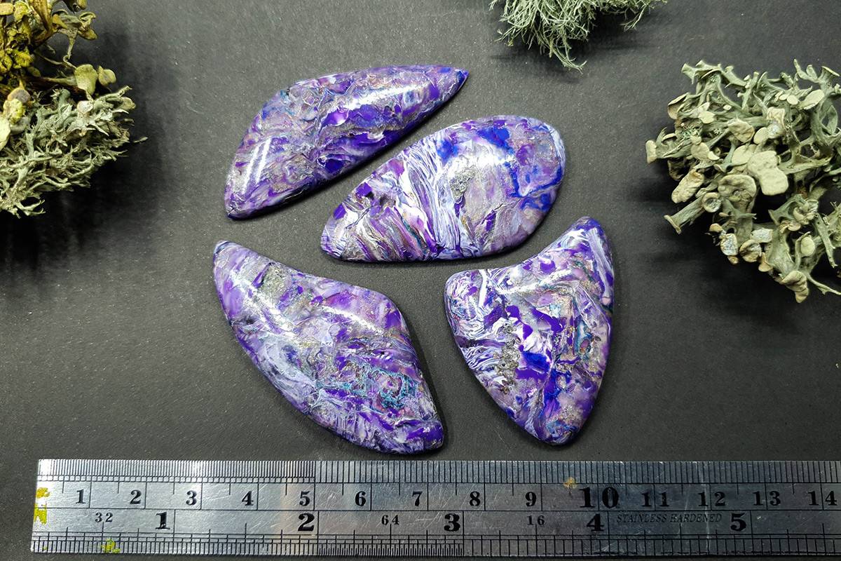4 cabochons set faux charoite stone Cabochons SweetyBijou Cabochons