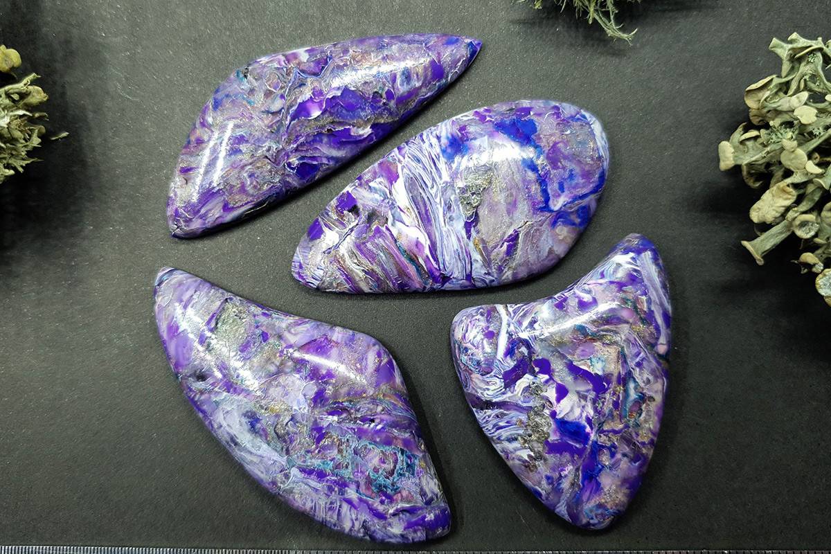 4 cabochons set faux charoite stone Cabochons SweetyBijou Cabochons Default Title