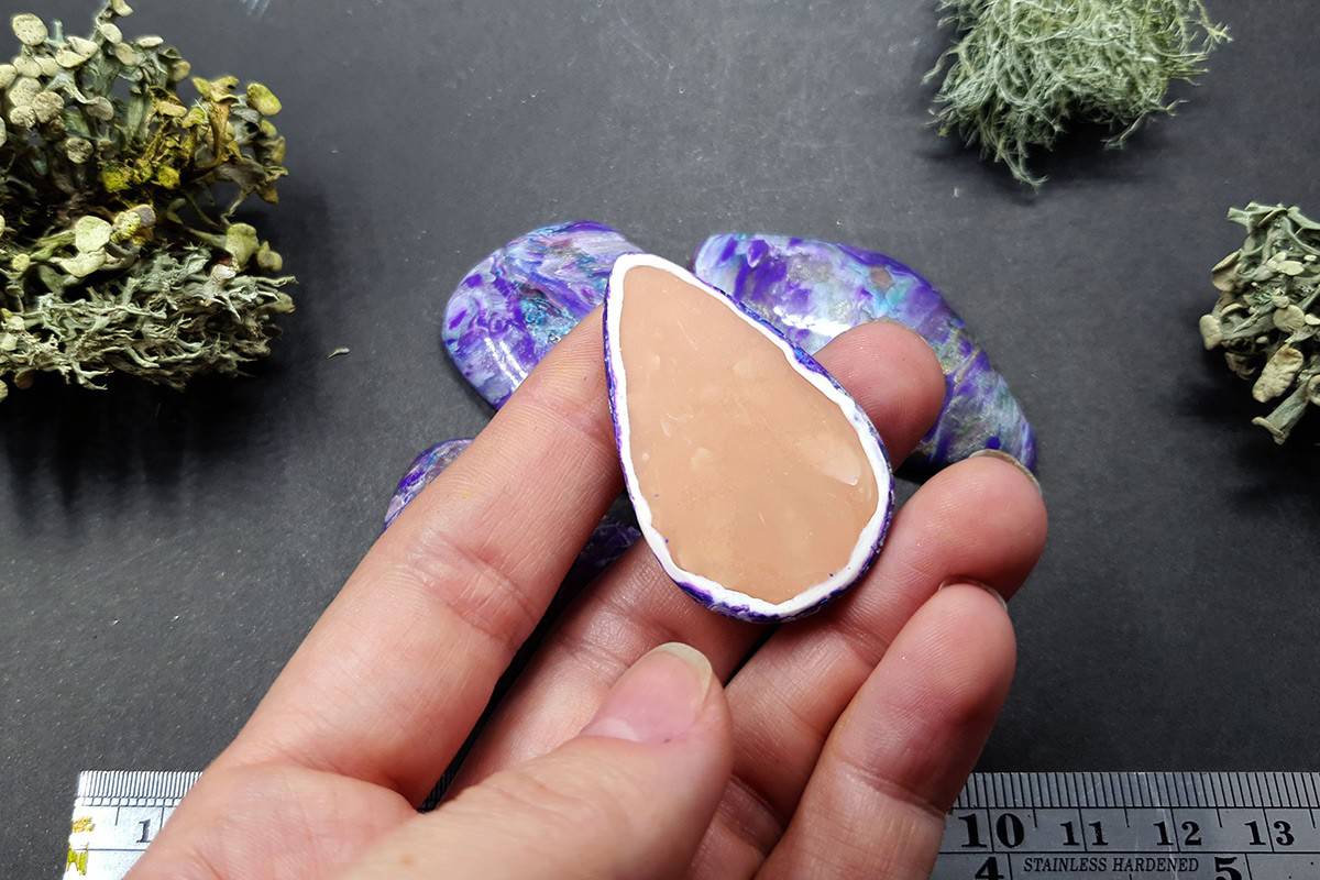 4 cabochons faux charoite stone from polymer clay Cabochons SweetyBijou Cabochons