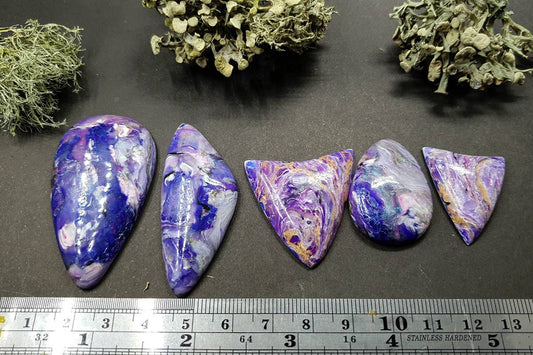 5 cabochons faux charoite stone made Cabochons SweetyBijou Cabochons