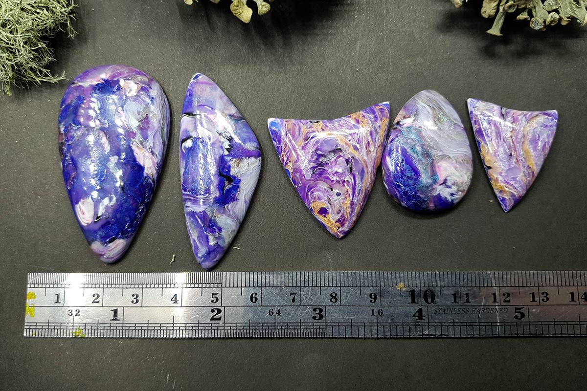 5 cabochons faux charoite stone made Cabochons SweetyBijou Cabochons