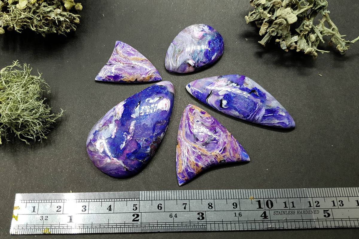 5 cabochons faux charoite stone made Cabochons SweetyBijou Cabochons
