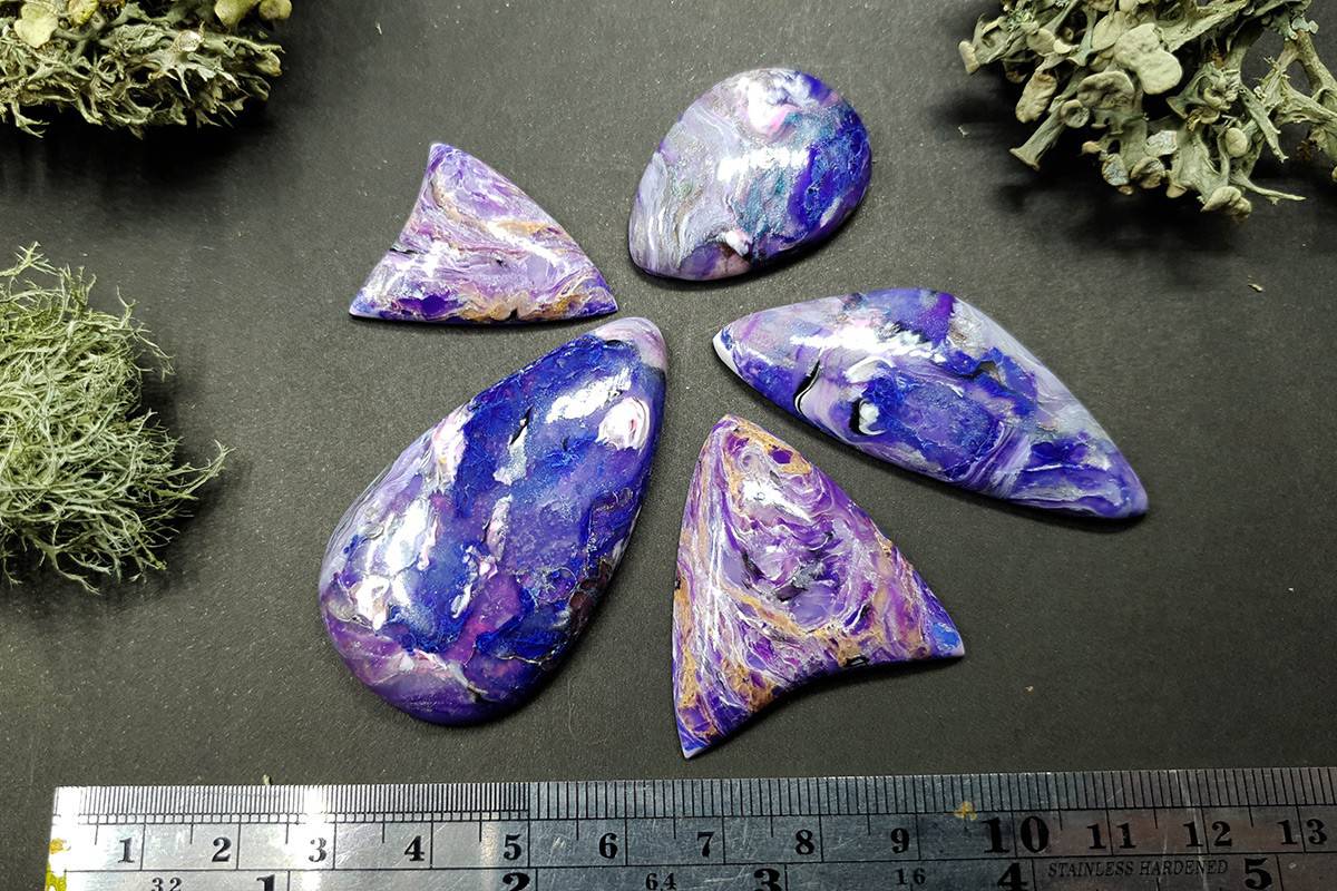5 cabochons faux charoite stone made Cabochons SweetyBijou Cabochons