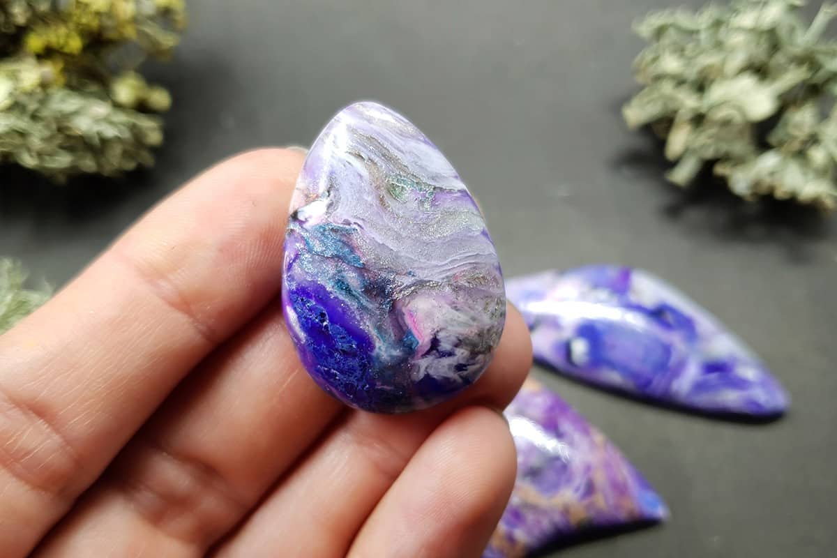 5 cabochons faux charoite stone made Cabochons SweetyBijou Cabochons