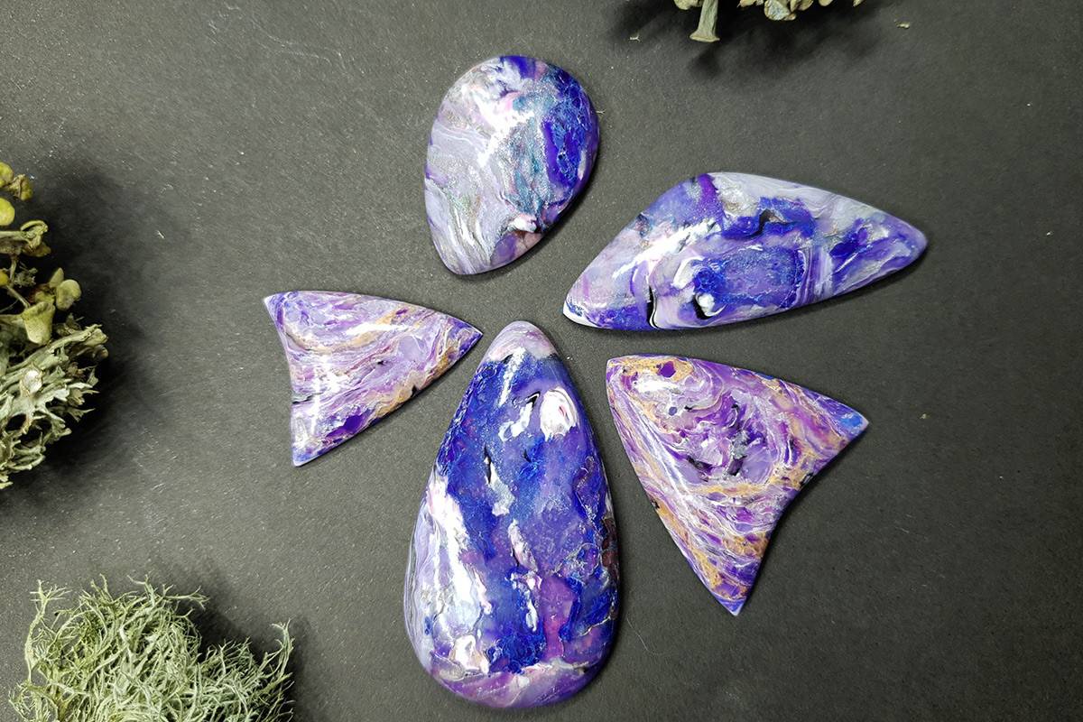5 cabochons faux charoite stone made Cabochons SweetyBijou Cabochons Default Title