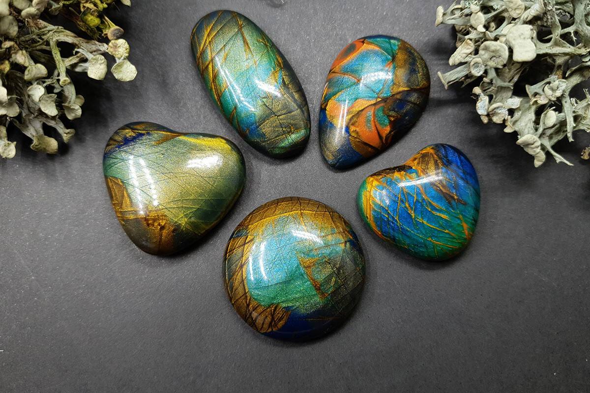 Faux labradorite stone 5 cabochons Cabochons SweetyBijou Cabochons Default Title