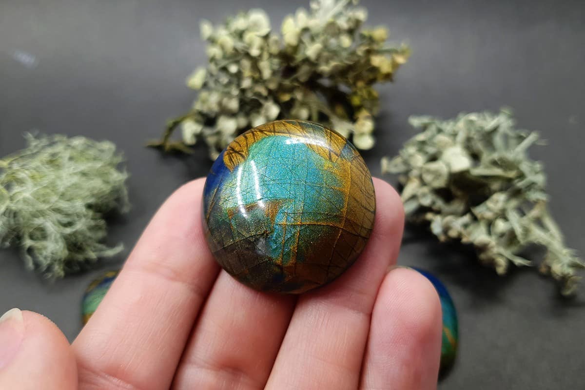 Faux labradorite stone 5 cabochons Cabochons SweetyBijou Cabochons