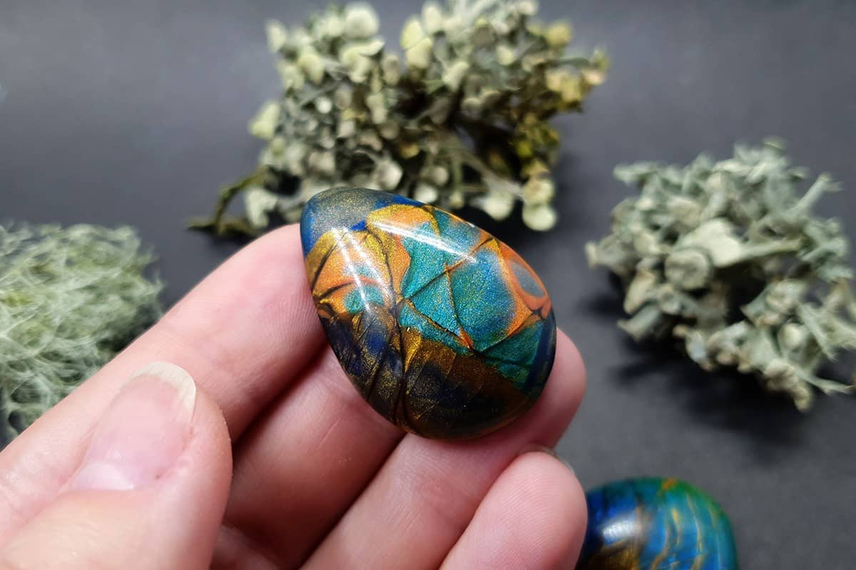 Faux labradorite stone 5 cabochons Cabochons SweetyBijou Cabochons