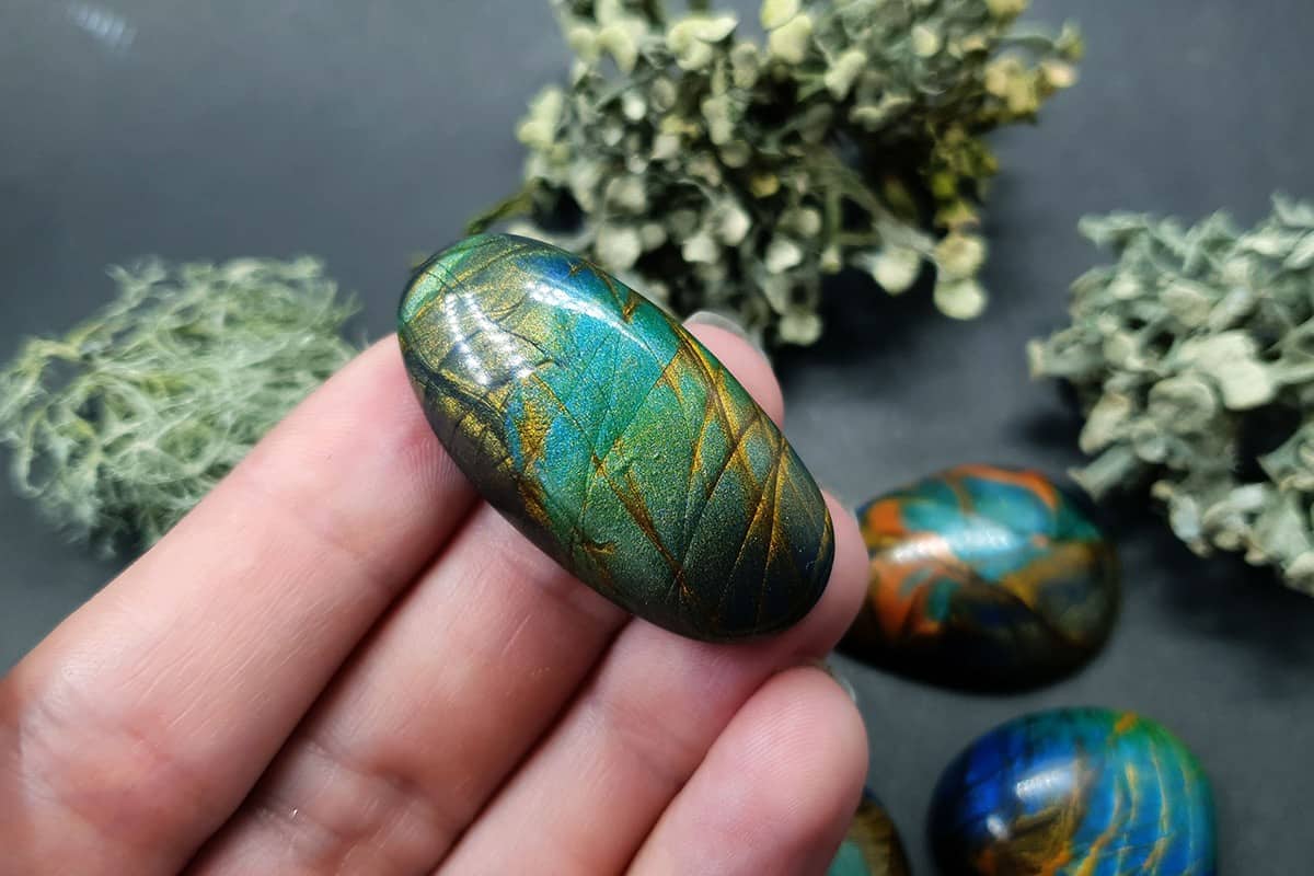 Faux labradorite stone 5 cabochons Cabochons SweetyBijou Cabochons