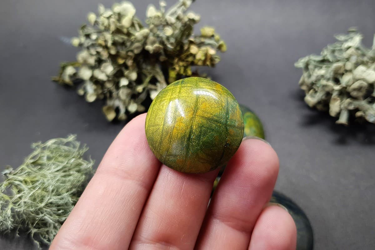 5 cabochons Faux Labradorite Stones, Polymer Clay Cabochons SweetyBijou Cabochons