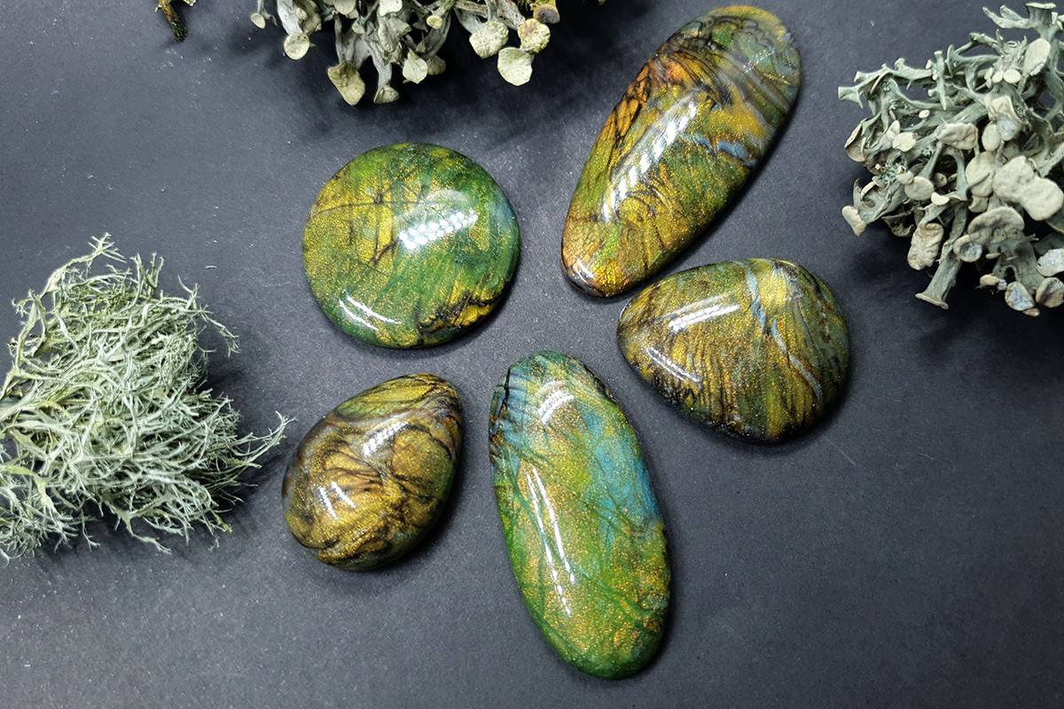 Faux Labradorite Stones 5 cabochons Cabochons SweetyBijou Cabochons Default Title