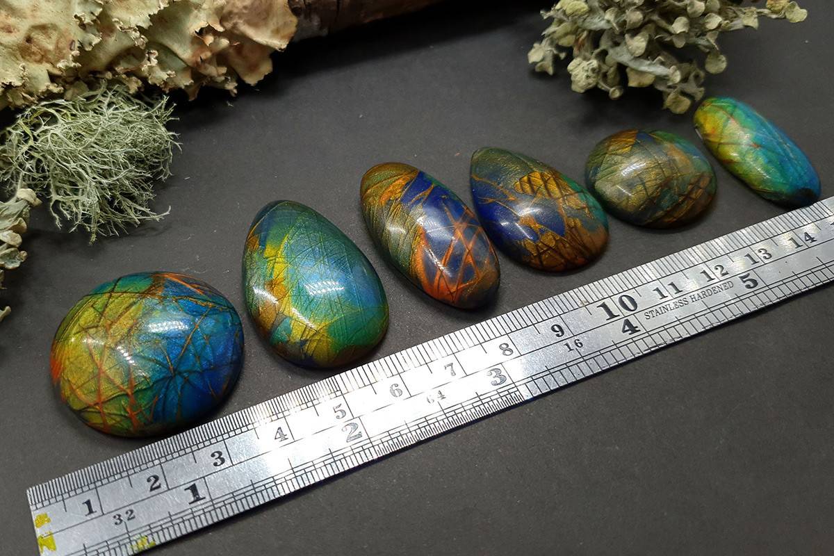 6 cabochons Faux Labradorite Stone #5 Cabochons SweetyBijou Cabochons