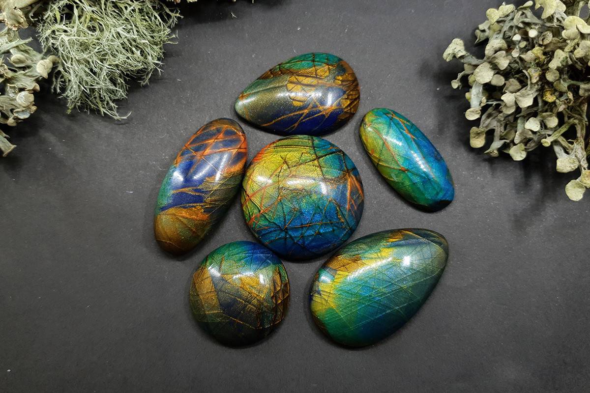 6 cabochons Faux Labradorite Stone #5 Cabochons SweetyBijou Cabochons