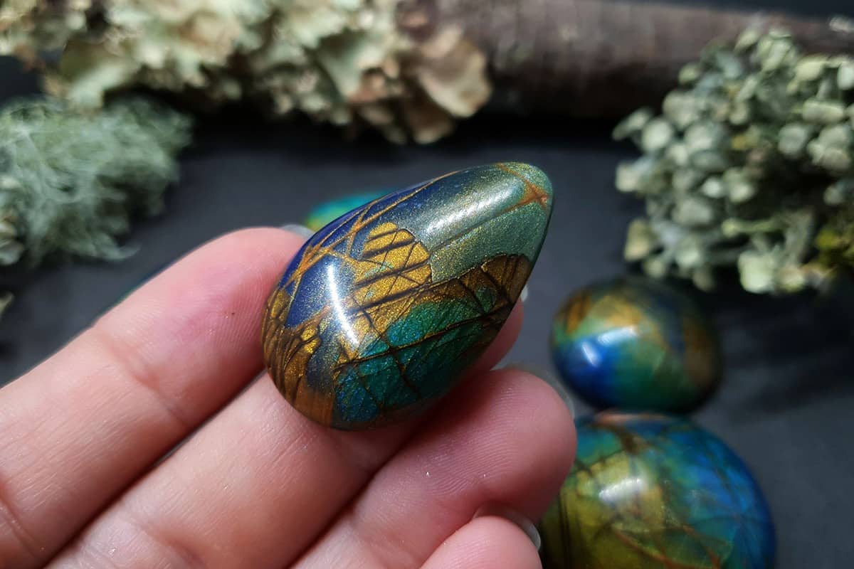 6 cabochons Faux Labradorite Stone #5 Cabochons SweetyBijou Cabochons