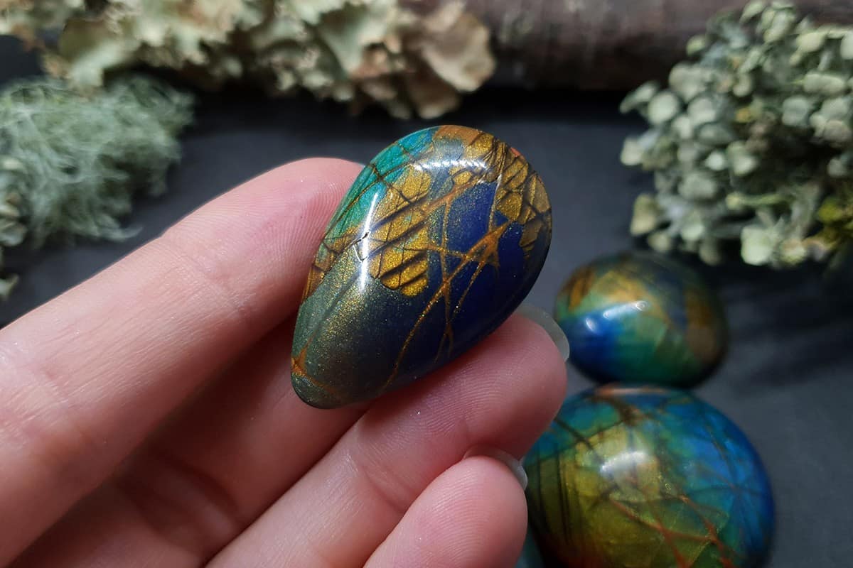 6 cabochons Faux Labradorite Stone #5 Cabochons SweetyBijou Cabochons