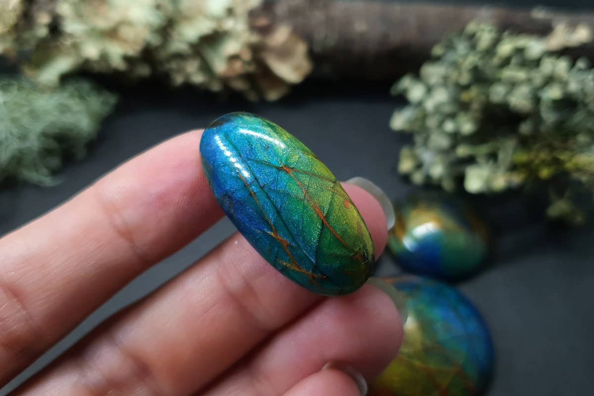 6 cabochons Faux Labradorite Stone #5 Cabochons SweetyBijou Cabochons