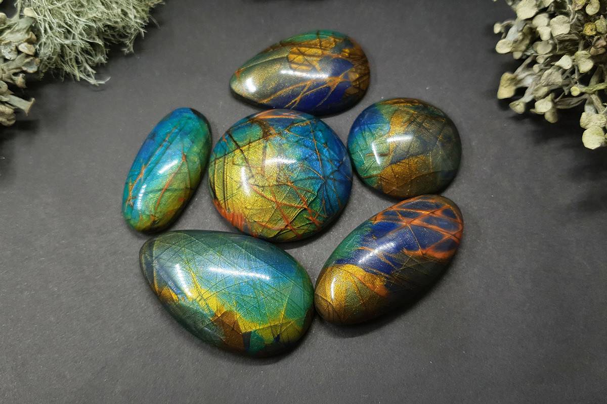 6 cabochons Faux Labradorite Stone #5 Cabochons SweetyBijou Cabochons Default Title
