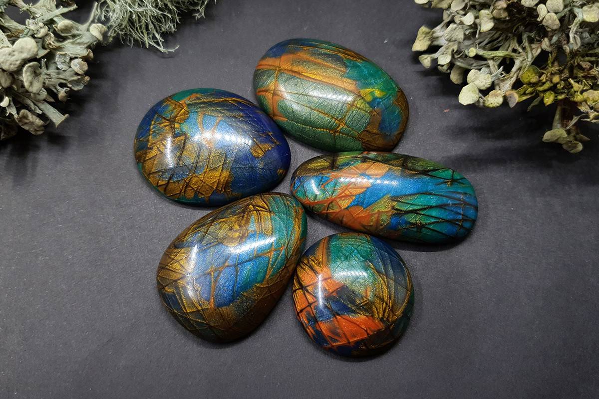 5 cabochons Faux Labradorite Stones Cabochons SweetyBijou Cabochons Default Title