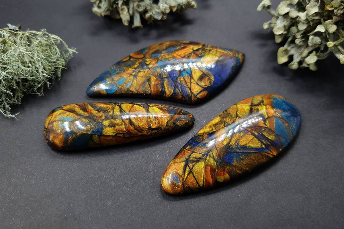 Set of 3 cabochons - faux labradorite stone Cabochons SweetyBijou Cabochons