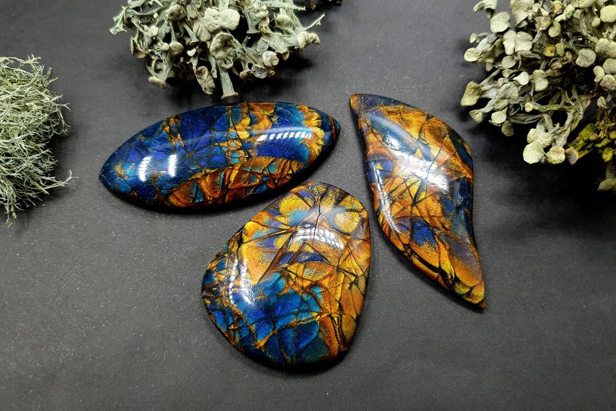 Faux Labradorite Stones - 3 cabochons Cabochons SweetyBijou Cabochons Default Title