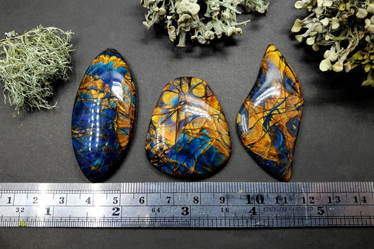 Faux Labradorite Stones - 3 cabochons Cabochons SweetyBijou Cabochons