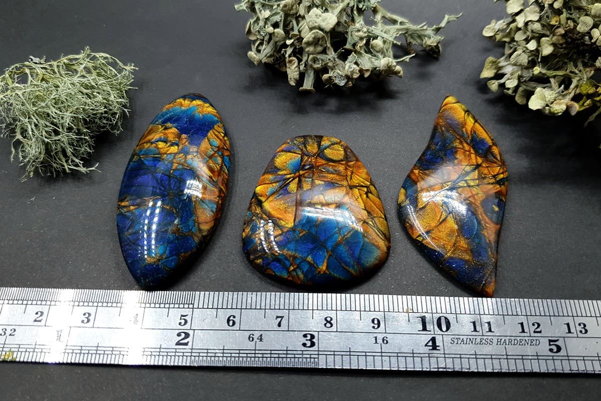 Faux Labradorite Stones - 3 cabochons Cabochons SweetyBijou Cabochons