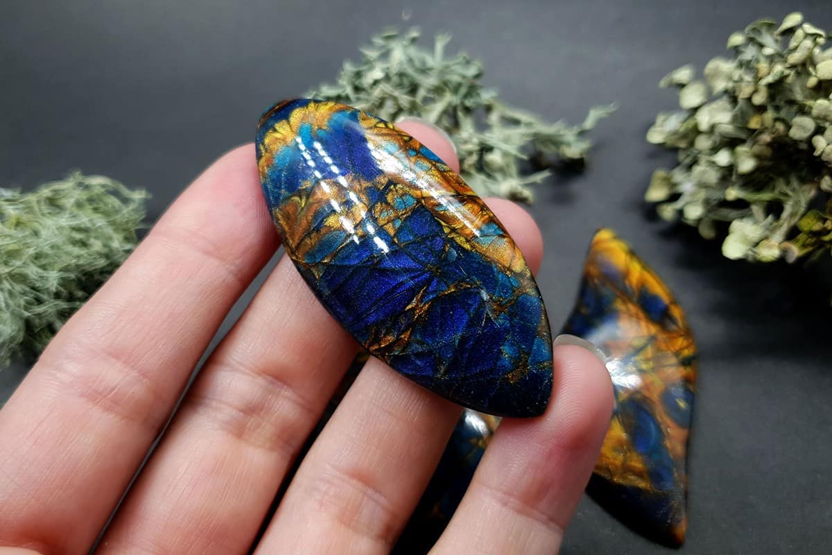 Faux Labradorite Stones - 3 cabochons Cabochons SweetyBijou Cabochons