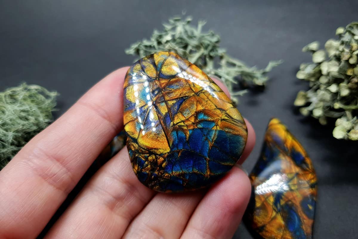 Faux Labradorite Stones - 3 cabochons Cabochons SweetyBijou Cabochons