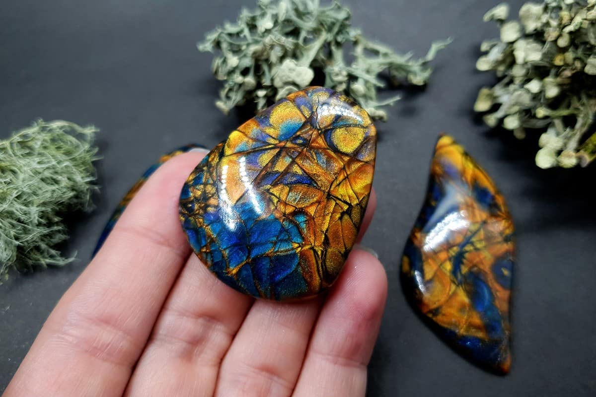 Faux Labradorite Stones - 3 cabochons Cabochons SweetyBijou Cabochons