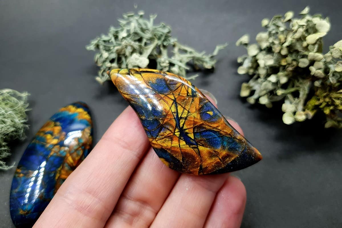 Faux Labradorite Stones - 3 cabochons Cabochons SweetyBijou Cabochons