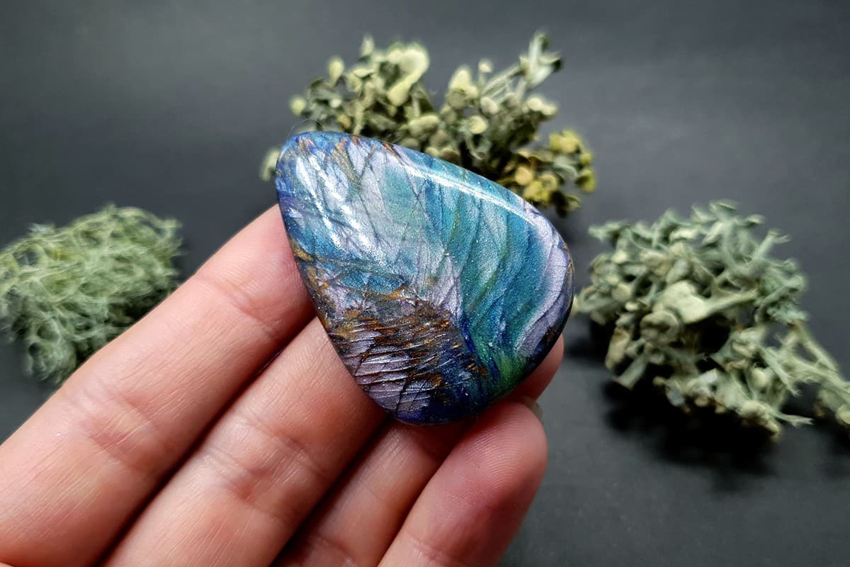 3 cabochons Faux Labradorite Stones, Polymer Clay Cabochons SweetyBijou Cabochons