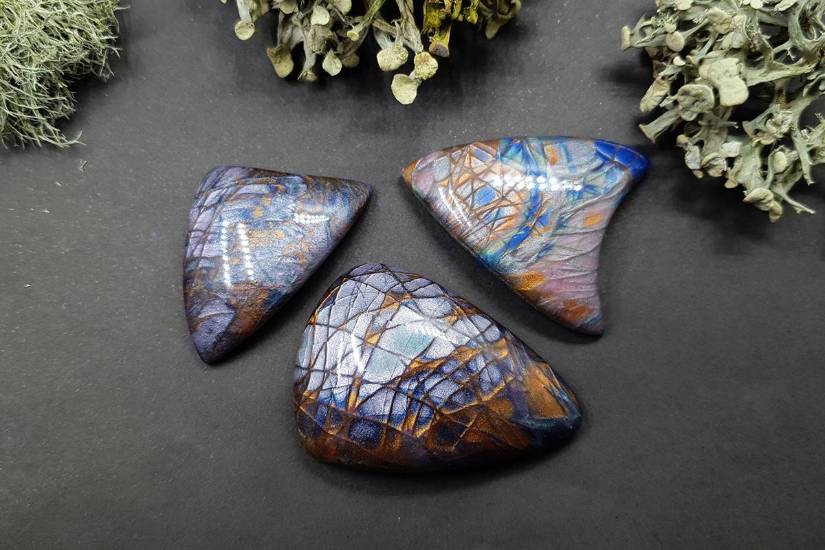 3 cabochons of Faux Labradorite Stone (#2) Cabochons SweetyBijou Cabochons Default Title