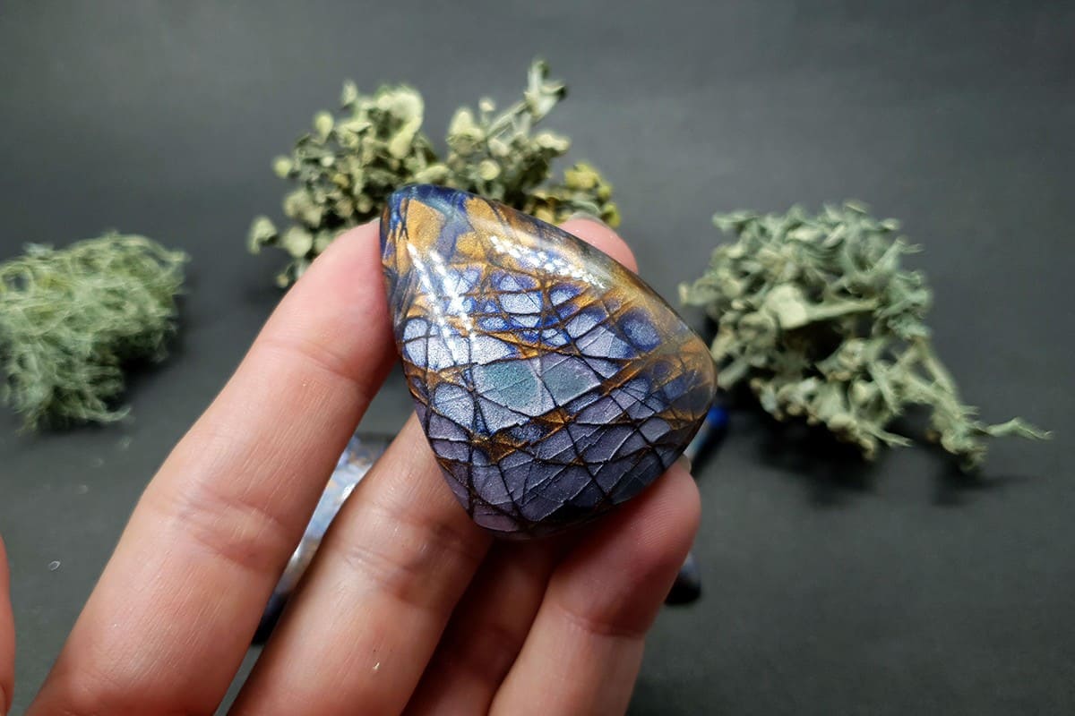 3 cabochons of Faux Labradorite Stone (#2) Cabochons SweetyBijou Cabochons