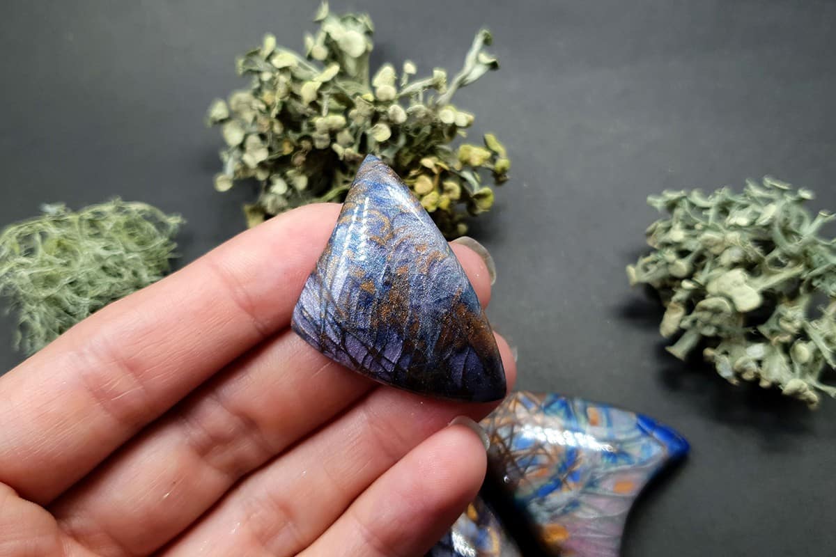 3 cabochons of Faux Labradorite Stone (#2) Cabochons SweetyBijou Cabochons