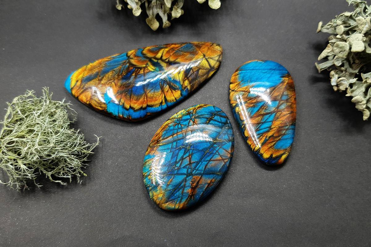 3 cabochons of Faux Labradorite Stone (#6) Cabochons SweetyBijou Cabochons Default Title