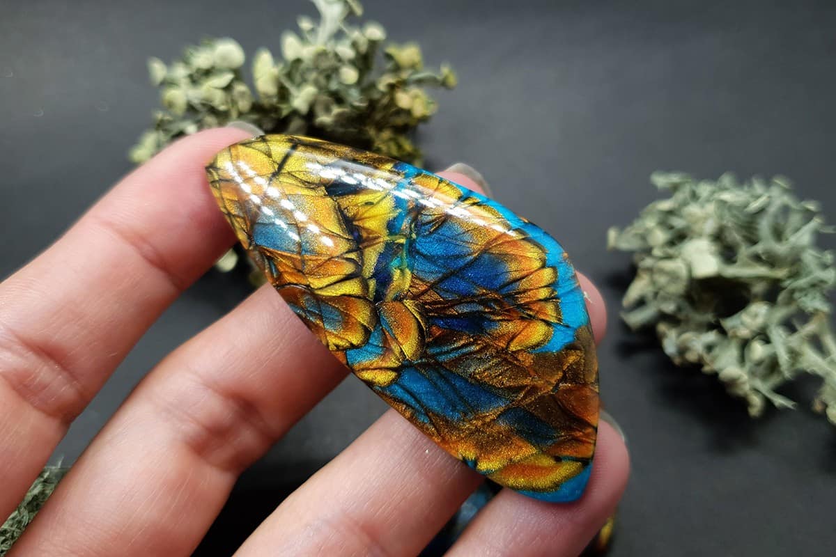 3 cabochons of Faux Labradorite Stone (#6) Cabochons SweetyBijou Cabochons