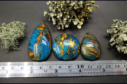 3 cabochons of Faux Labradorite Stone (#5) Cabochons SweetyBijou Cabochons