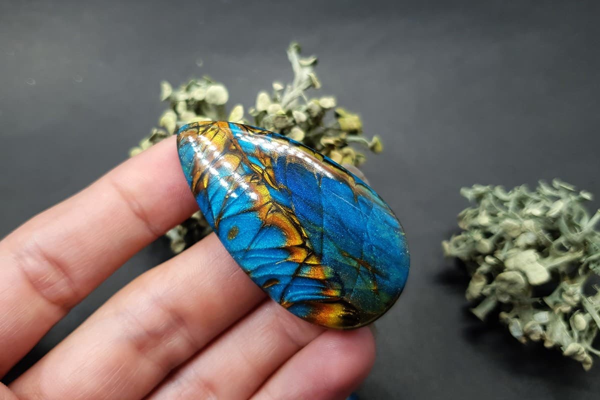 3 cabochons of Faux Labradorite Stone (#5) Cabochons SweetyBijou Cabochons