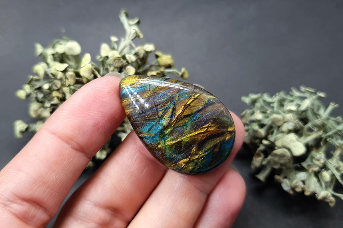 3 cabochons of Faux Labradorite Stone (#5) Cabochons SweetyBijou Cabochons