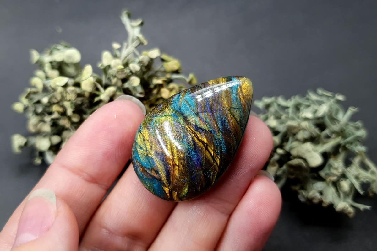 3 cabochons of Faux Labradorite Stone (#5) Cabochons SweetyBijou Cabochons
