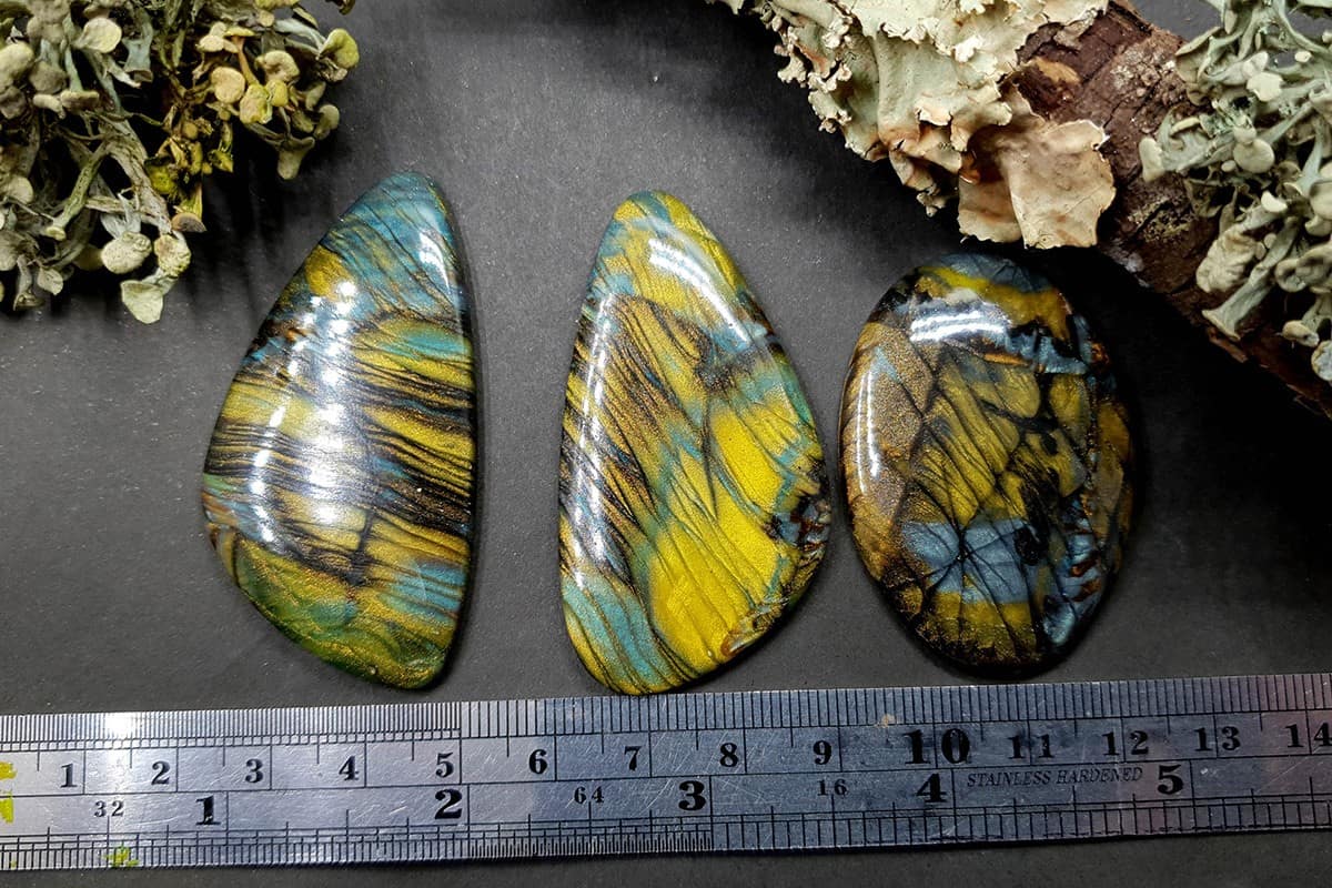 3 cabochons of Faux Labradorite Stone (#4) Cabochons SweetyBijou Cabochons