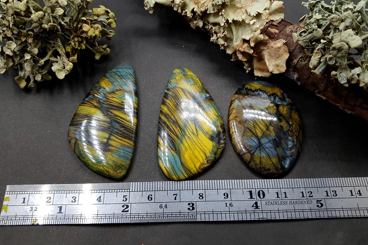 3 cabochons of Faux Labradorite Stone (#4) Cabochons SweetyBijou Cabochons