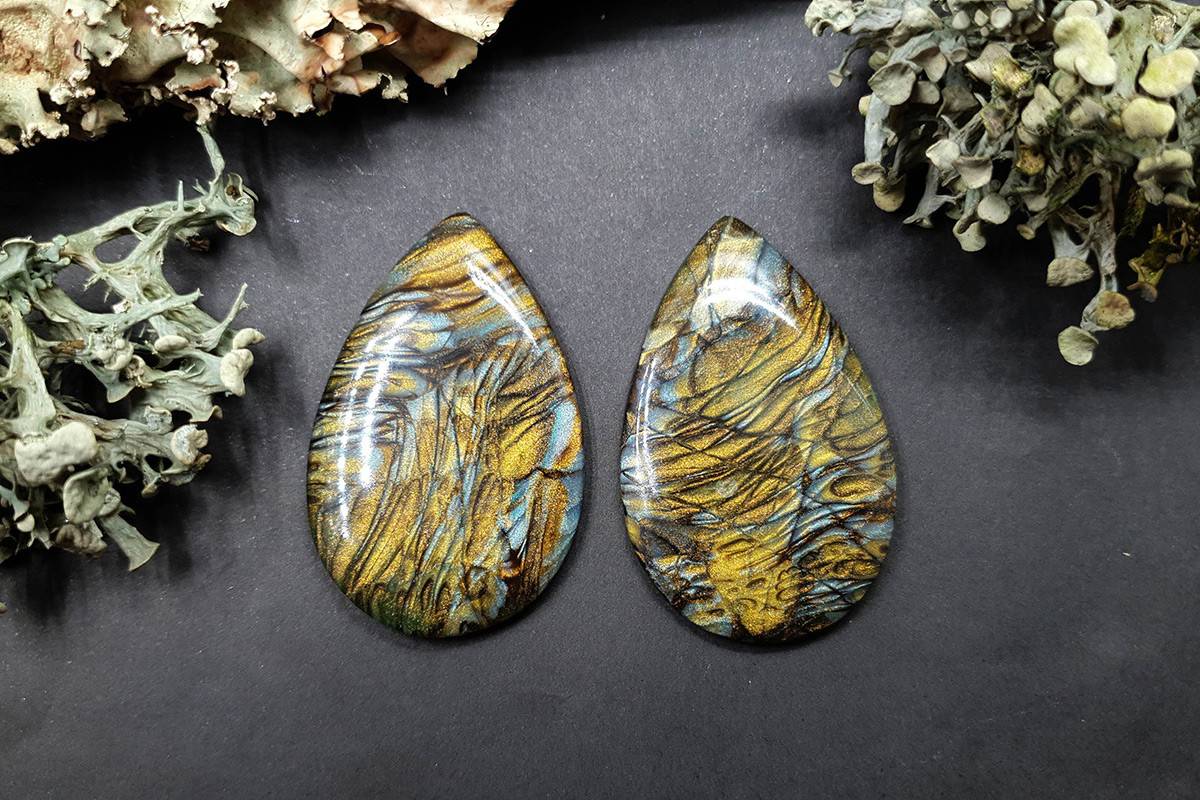 2 cabochons faux labradorite stone #1 Cabochons SweetyBijou Cabochons Default Title