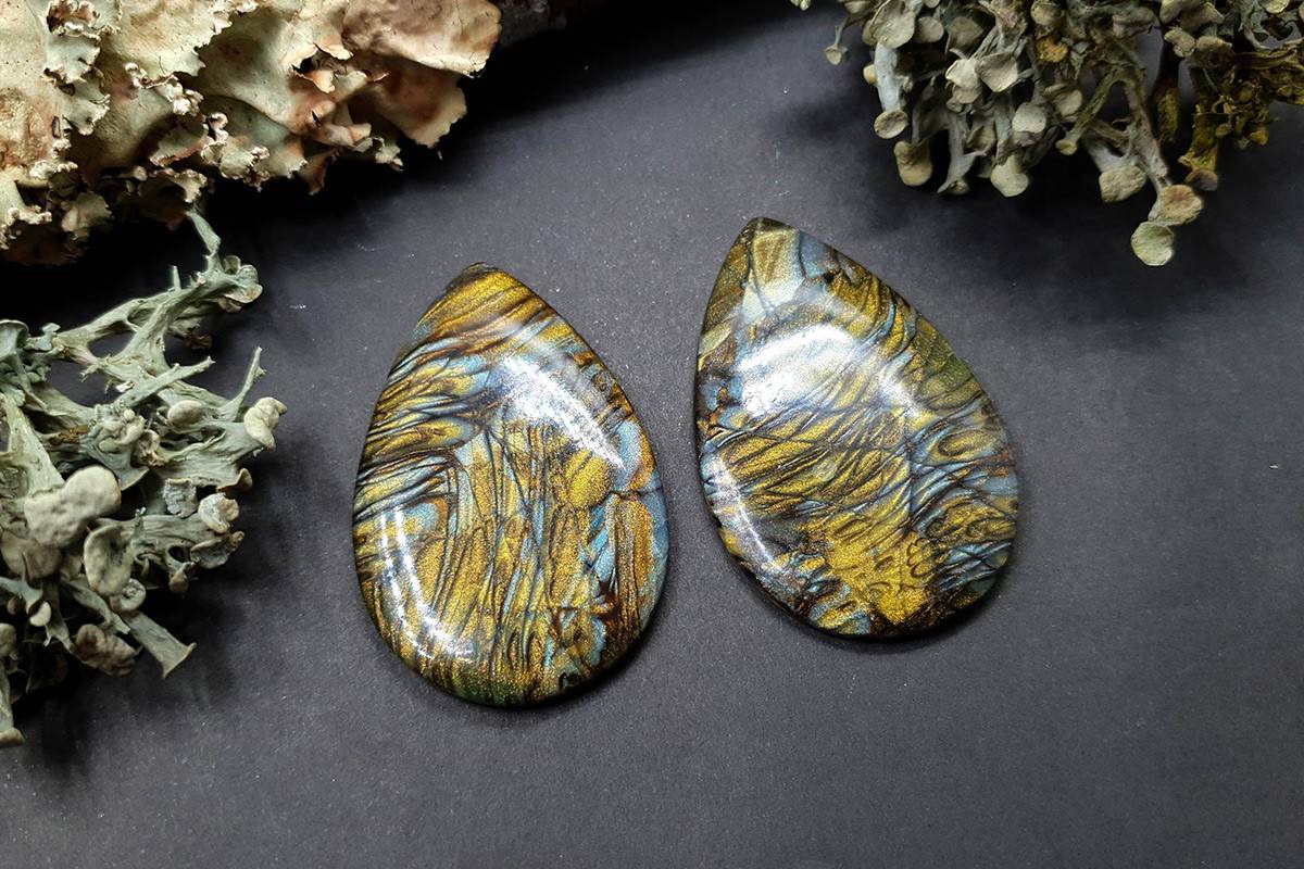 2 cabochons faux labradorite stone #1 Cabochons SweetyBijou Cabochons