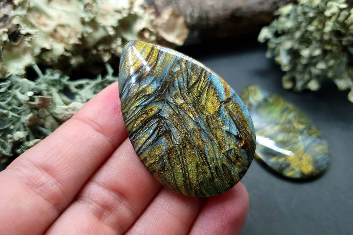 2 cabochons faux labradorite stone #1 Cabochons SweetyBijou Cabochons