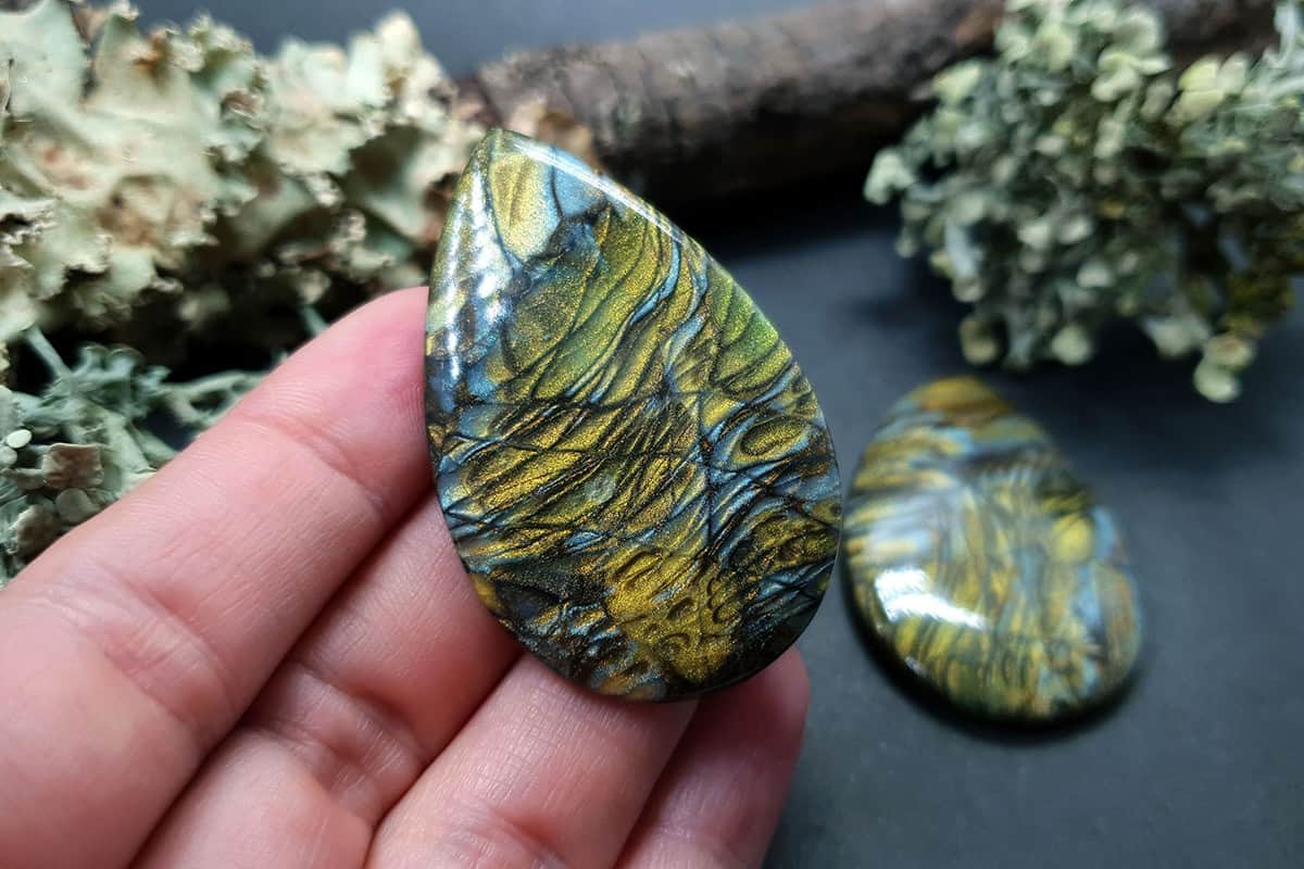 2 cabochons faux labradorite stone #1 Cabochons SweetyBijou Cabochons