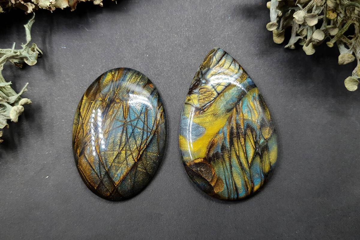 2 cabochons faux labradorite stone #2 Cabochons SweetyBijou Cabochons Default Title