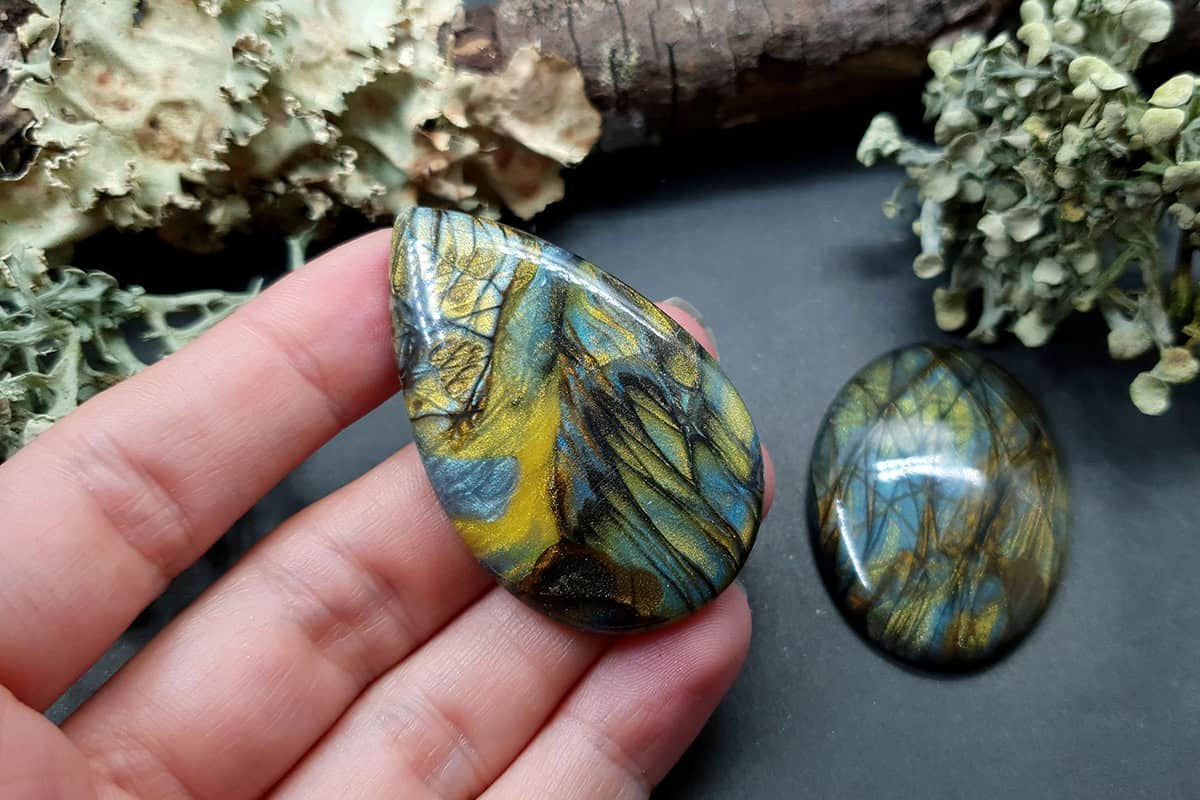 2 cabochons faux labradorite stone #2 Cabochons SweetyBijou Cabochons